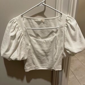 White Puff Sleeve Crop Top